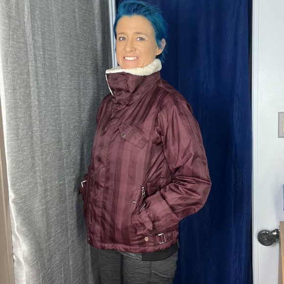 🏂|•BURTON•| Burgundy Plaid Snow Ski Snowboard Jacket Size Medium - Picture 3 of 16